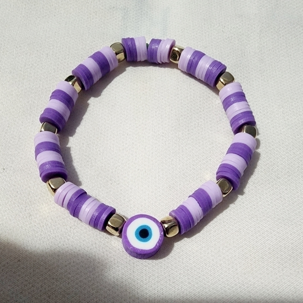 evil Eye Charm Bracelet Stretch Bracelets Set of 2pc - Picture 5 of 7